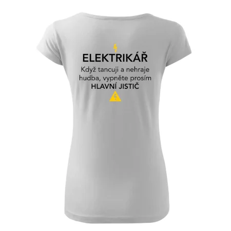 Elektrikář - hlavní jistič - Nápis na zádech