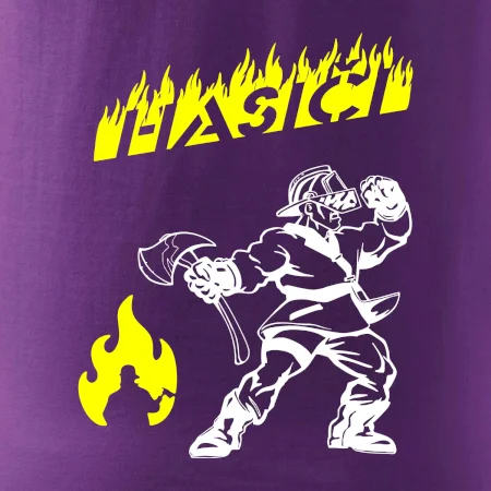 Hasič stojící - nápis hasiči - Velký nápis  na zádech