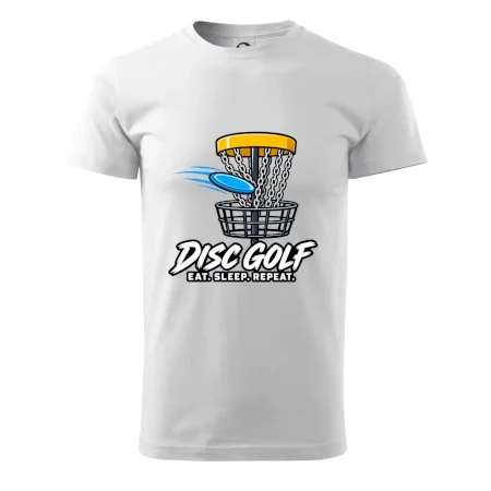 Discgolfový koš s letícím diskem eat sleep repeat