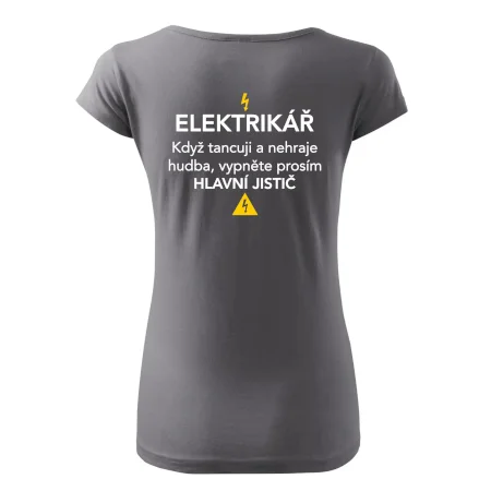 Elektrikář - hlavní jistič - Nápis na zádech