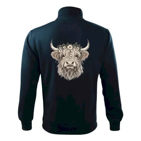 Highlandská kráva s květinami