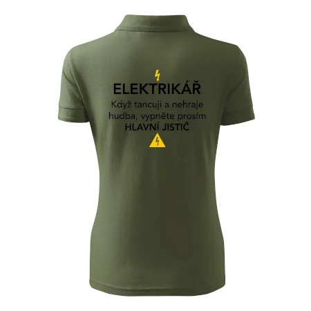 Elektrikář - hlavní jistič - Nápis na zádech