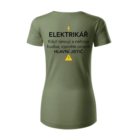 Elektrikář - hlavní jistič - Nápis na zádech