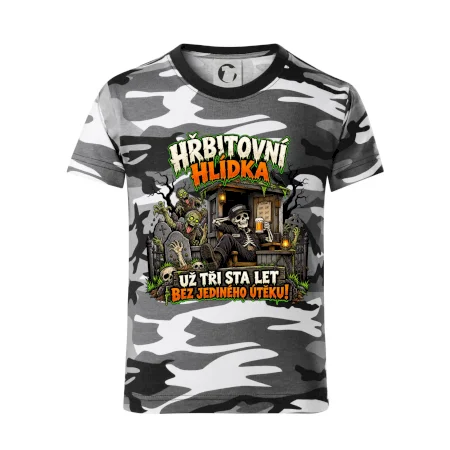 Hřbitovní hlídka kostlivec vrátný s pivem
