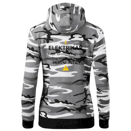 Elektrikář - hlavní jistič - Nápis na zádech