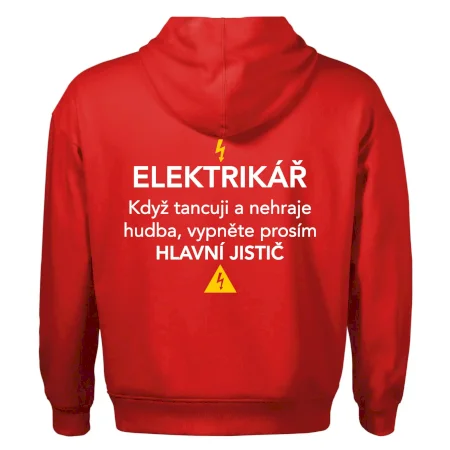 Elektrikář - hlavní jistič - Nápis na zádech