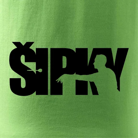 Šipky - nápis se šipkařem