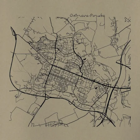 Mapy měst černobílé Ostrava Poruba