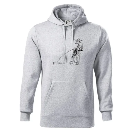 Kreslený rybář na pařezu