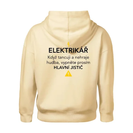 Elektrikář - hlavní jistič - Nápis na zádech