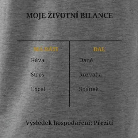 Moje životní bilance má dáti dal