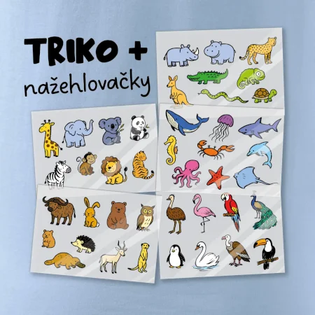 Tričko + 42 nažehlovacích zvířátek