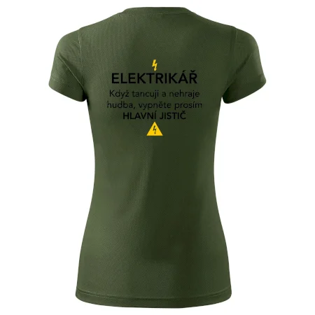 Elektrikář - hlavní jistič - Nápis na zádech