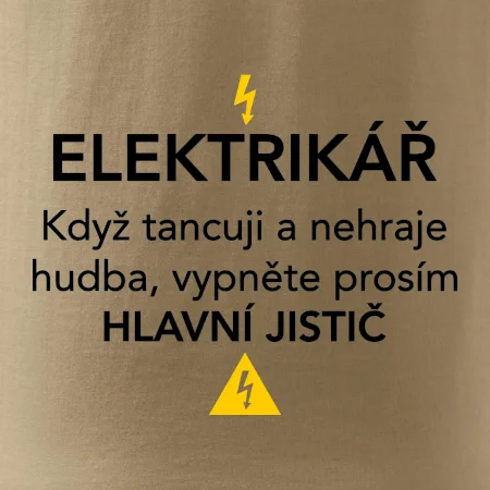 Elektrikář - hlavní jistič - Nápis na zádech