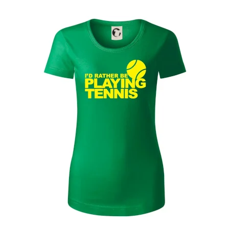 Playing tennis