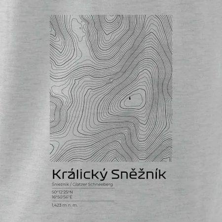 Králický Sněžník - vrstevnice v obdélníku