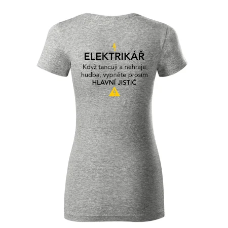 Elektrikář - hlavní jistič - Nápis na zádech