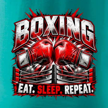 Boxerské rukavice v ringu eat sleep repeat