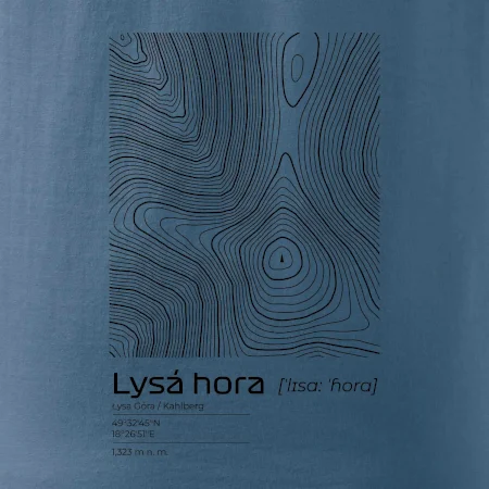 Lysá hora - vrstevnice v obdélníku