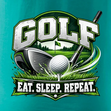 Golfová hůl s míčkem eat sleep repeat