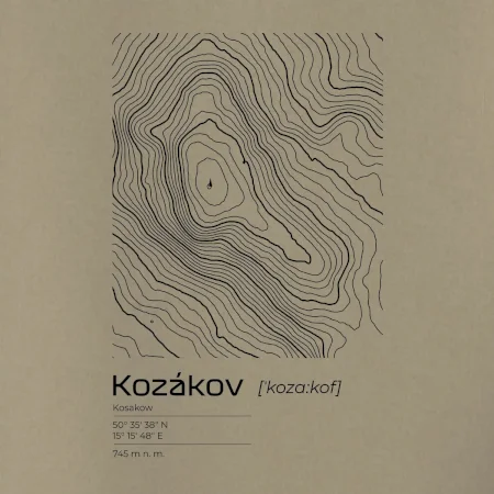 Kozákov - vrstevnice v obdélníku