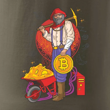 Horník těží bitcoiny