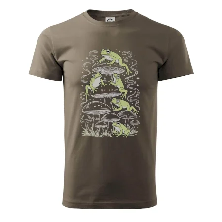 Goblincore frogs and various mushrooms
