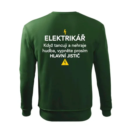 Elektrikář - hlavní jistič - Nápis na zádech