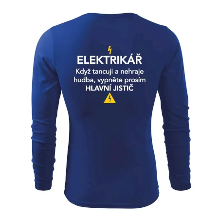 Elektrikář - hlavní jistič - Nápis na zádech