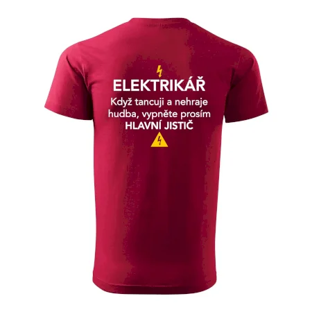 Elektrikář - hlavní jistič - Nápis na zádech