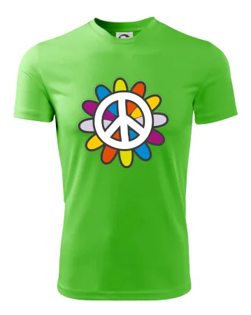 Peace symbol s kreslenou květinou