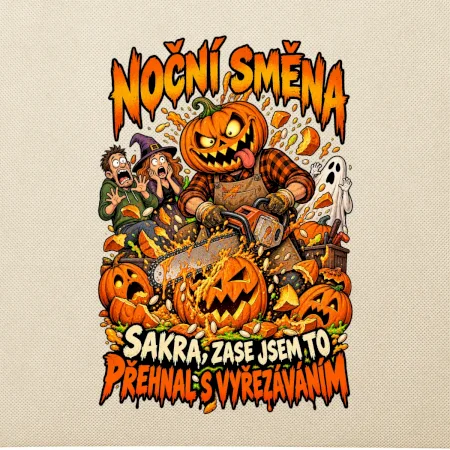 Noční směna dýňáka s motorovou pilou