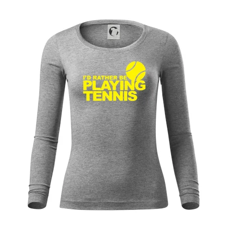 Playing tennis