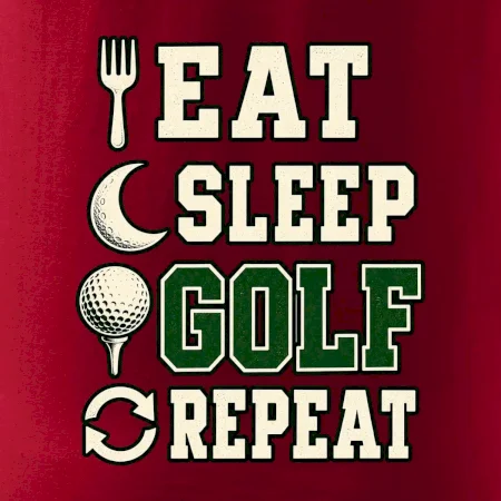 Eat sleep golf repeat typografie