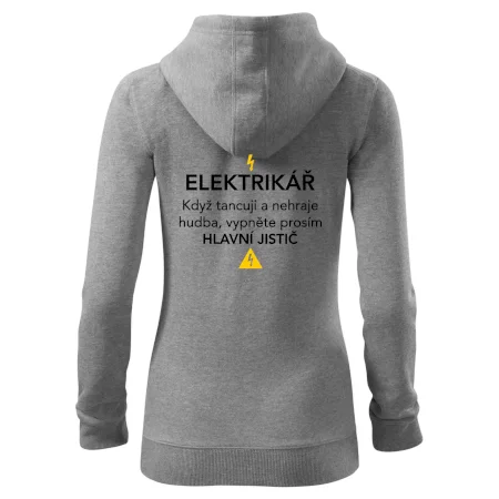 Elektrikář - hlavní jistič - Nápis na zádech