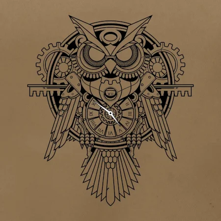 Steampunk sova černobílá
