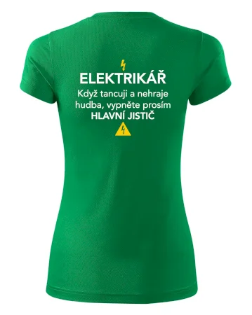 Elektrikář - hlavní jistič - Nápis na zádech