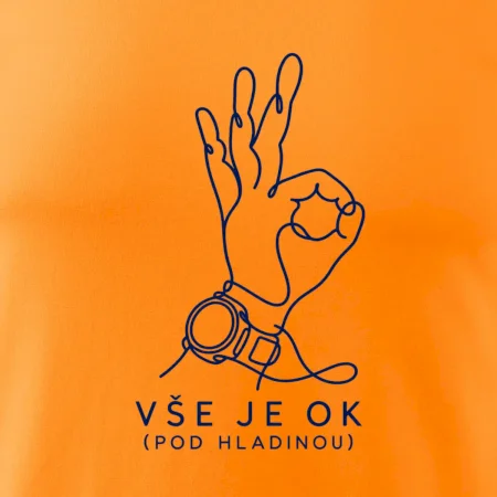 Vše je ok potápěčský signál rukou kreslený jednou linkou