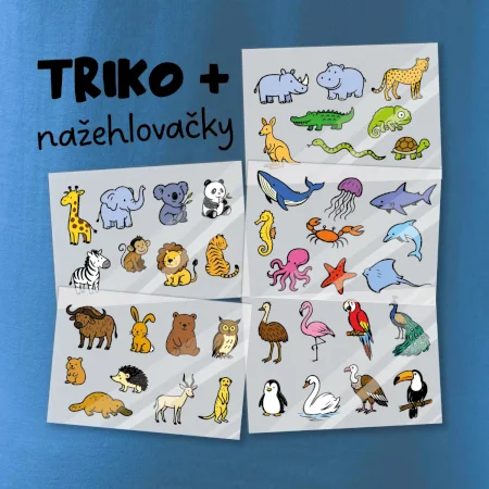 Tričko + 42 nažehlovacích zvířátek