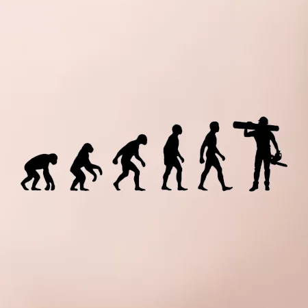 Evoluce dřevorubec - pila a kmen
