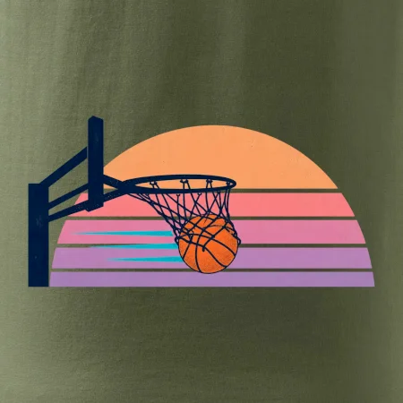 Retro západ slunce a basketbalový koš