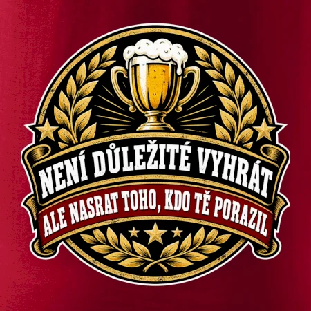 Není důležité vyhrát - pivní pohár a zlatý vavřín