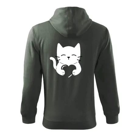 Kočka drží srdce