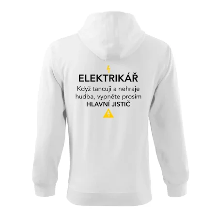 Elektrikář - hlavní jistič - Nápis na zádech