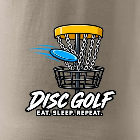 Discgolfový koš s letícím diskem eat sleep repeat