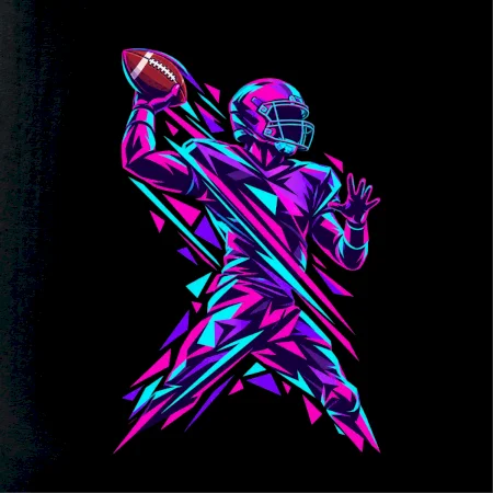 Neonový quarterback při hodu