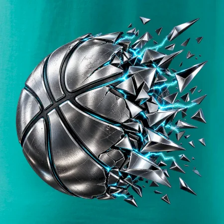 Kovový basketbalový míč s elektrickými střepy