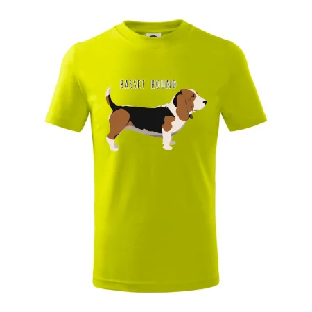 Basset hound pes s nápisem