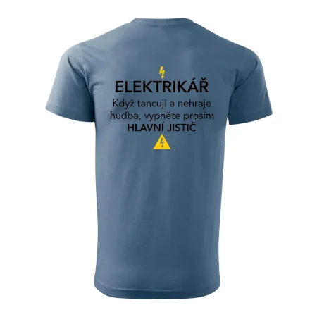 Elektrikář - hlavní jistič - Nápis na zádech