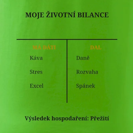 Moje životní bilance má dáti dal